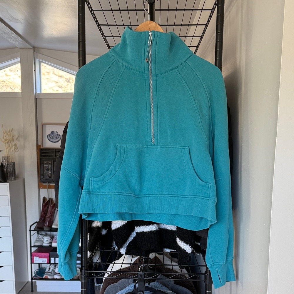 Lululemon Teal Scuba Funnel Neck Quarter Zip